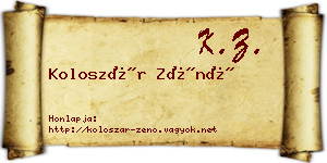 Koloszár Zénó névjegykártya